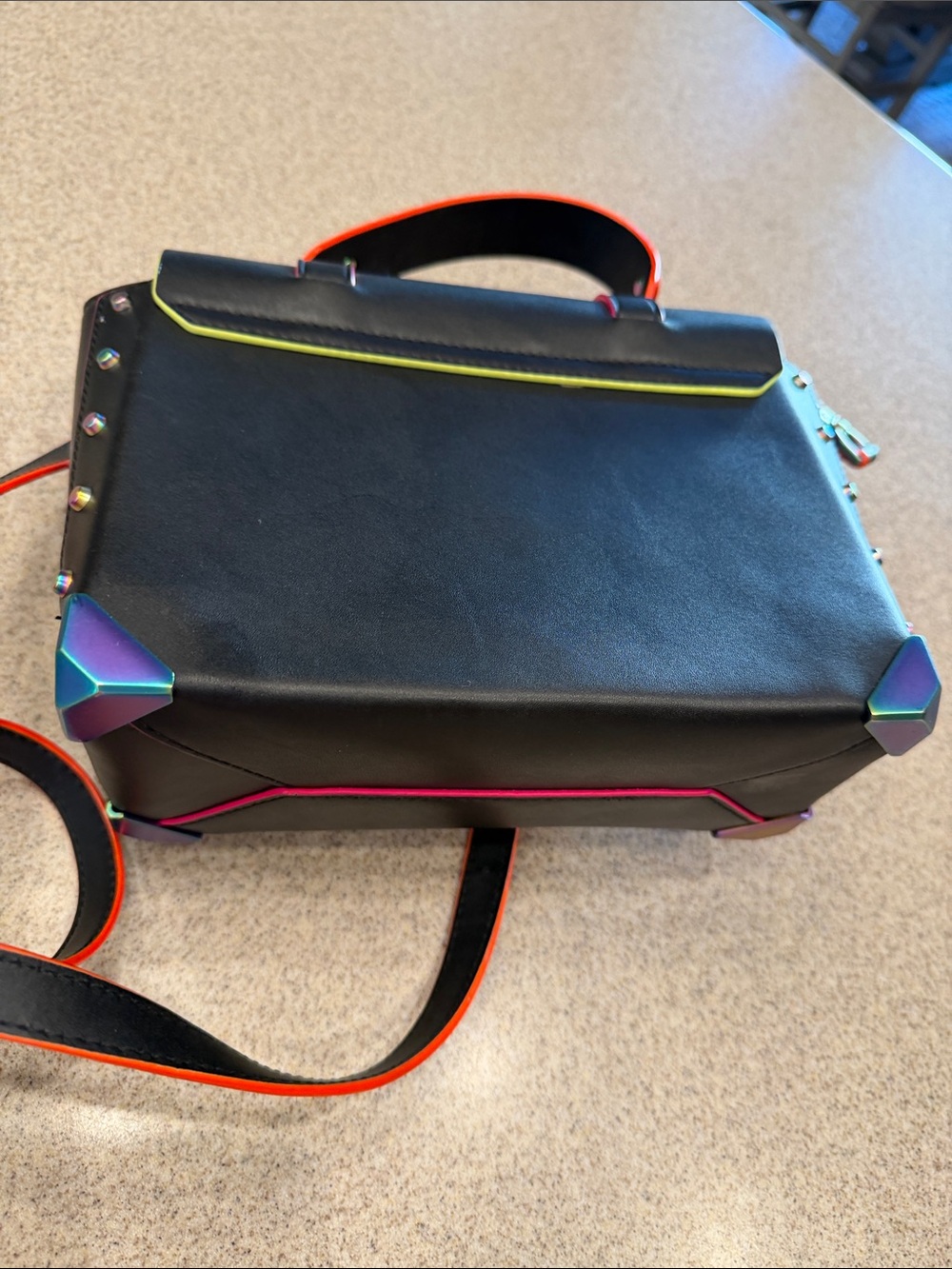Michael Kors Black Satchel with multi Trim and Iridescent Hardware - Picture 12 of 15